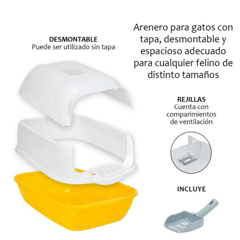 Arenero Cerrado Sanitario Para Gato Con Pala Color Naranja