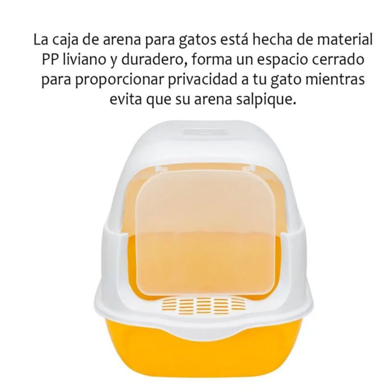 Arenero Cerrado Sanitario Para Gato Con Pala Color Naranja