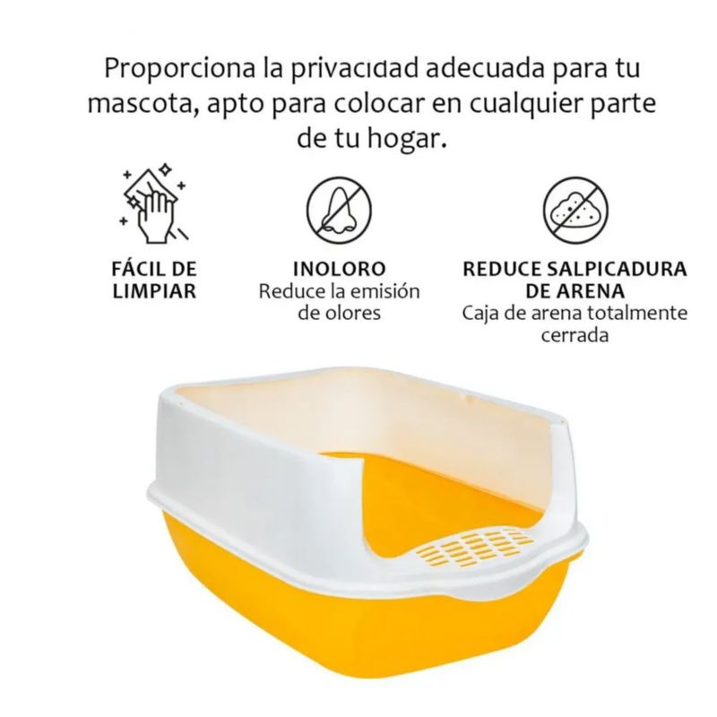 Arenero Cerrado Sanitario Para Gato Con Pala Color Naranja