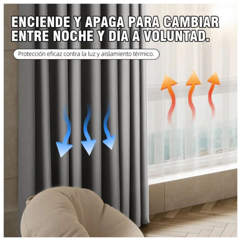 2 Cortinas Blackout Para Ventana 214x160cm Color Gris