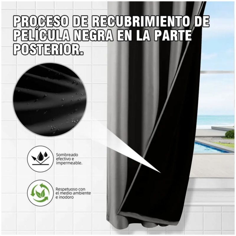 2 Cortinas Blackout Para Ventana 214x160cm Color Gris