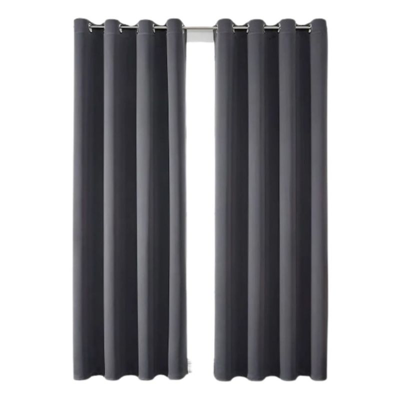 2 Cortinas Blackout Para Ventana 214x160cm Color Gris