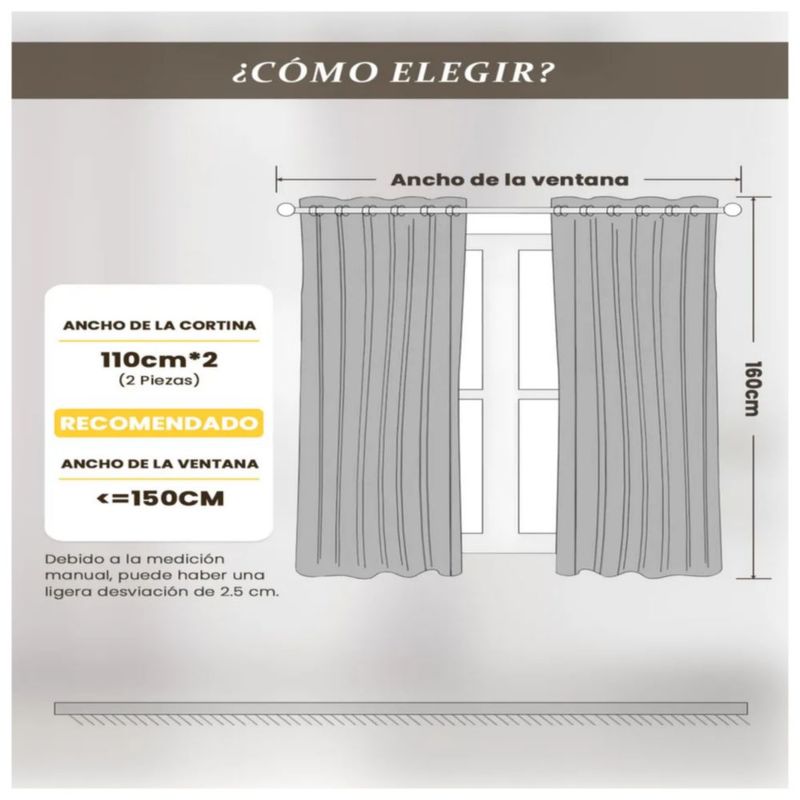 Cortinas Blackout con Aislamiento térmico y Reducción de ruido Color Gris