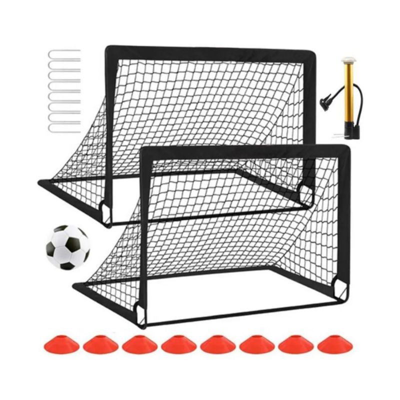 Set De Portería De Fútbol Infantil Para Patio Trasero Negro