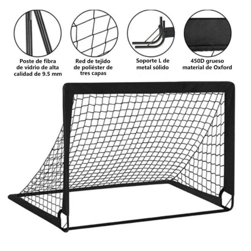 Set De Portería De Fútbol Infantil Para Patio Trasero Negro
