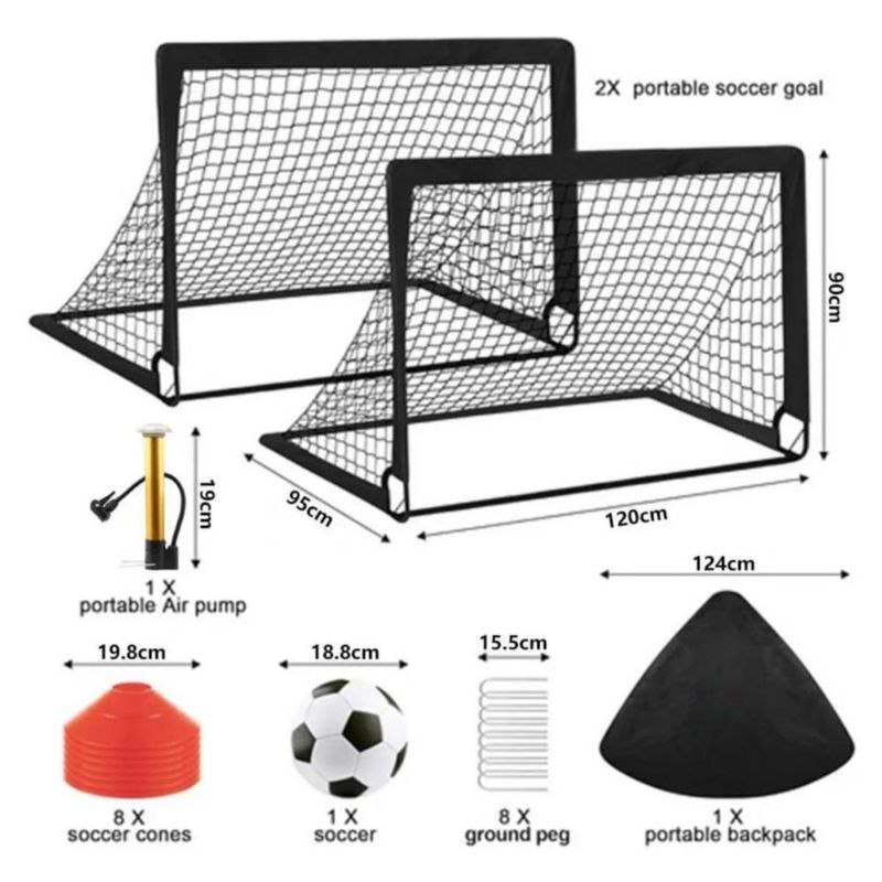 Set De Portería De Fútbol Infantil Para Patio Trasero Negro