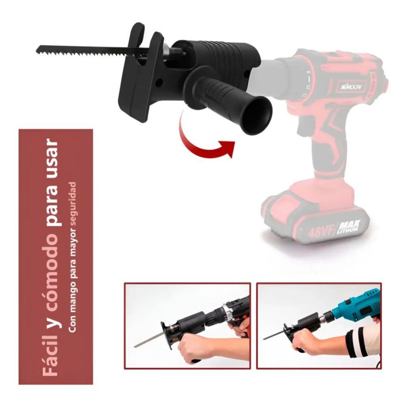 Adaptador Taladro Sierra Sable Reciproca Convertidor Cambio Color Negro