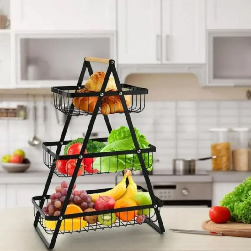 Frutero Organizador De Cocina Rack 3 Niveles Negro