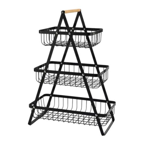 Frutero Organizador De Cocina Rack 3 Niveles Negro