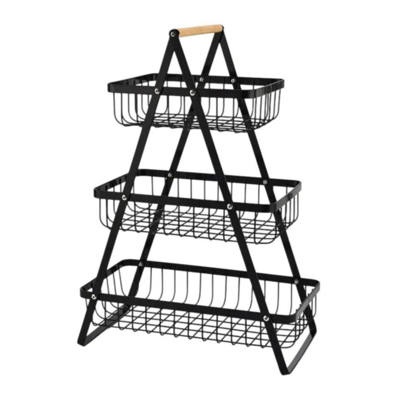 Frutero Organizador De Cocina Rack 3 Niveles Negro