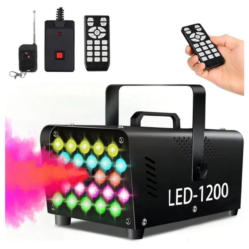 Máquina de Humo de 1200W con 24 Luces LED Negro