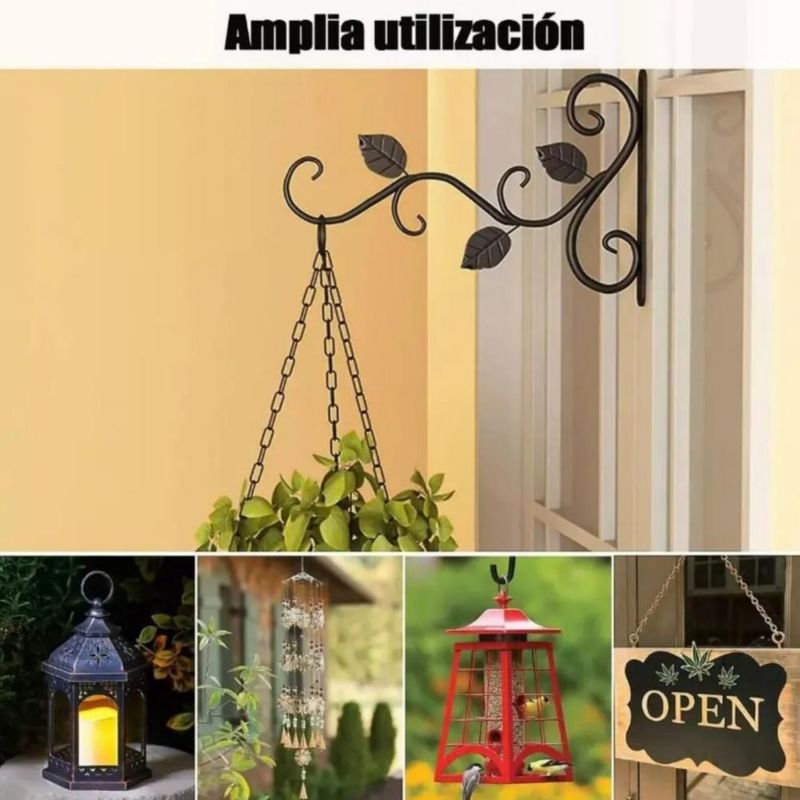 Soportes Gancho Para Macetas 6 Pzs Negro