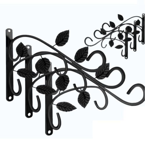 Soportes Gancho Para Macetas 6 Pzs Negro