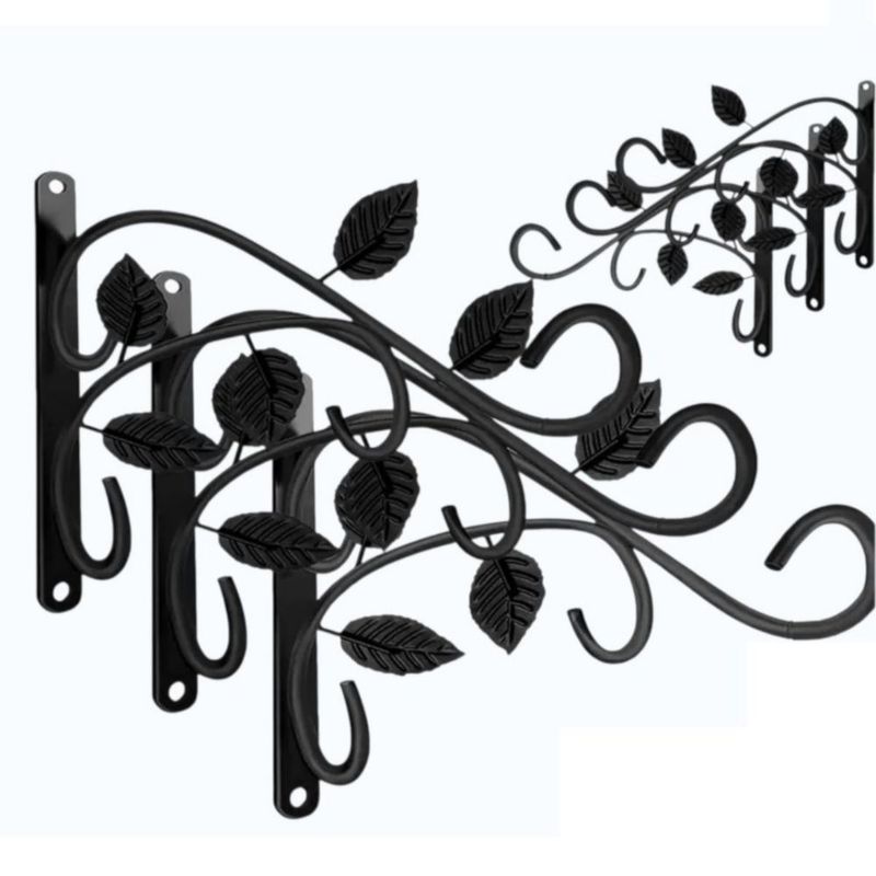 Soportes Gancho Para Macetas 6 Pzs Negro