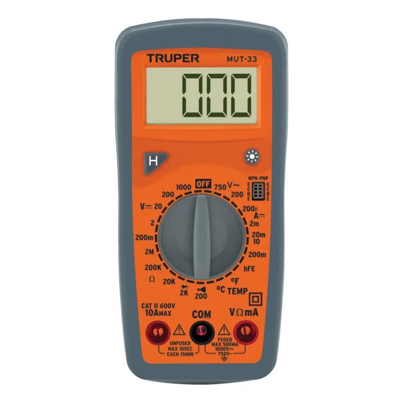 Tester Multímetro Digital 10 A Profesional naranja