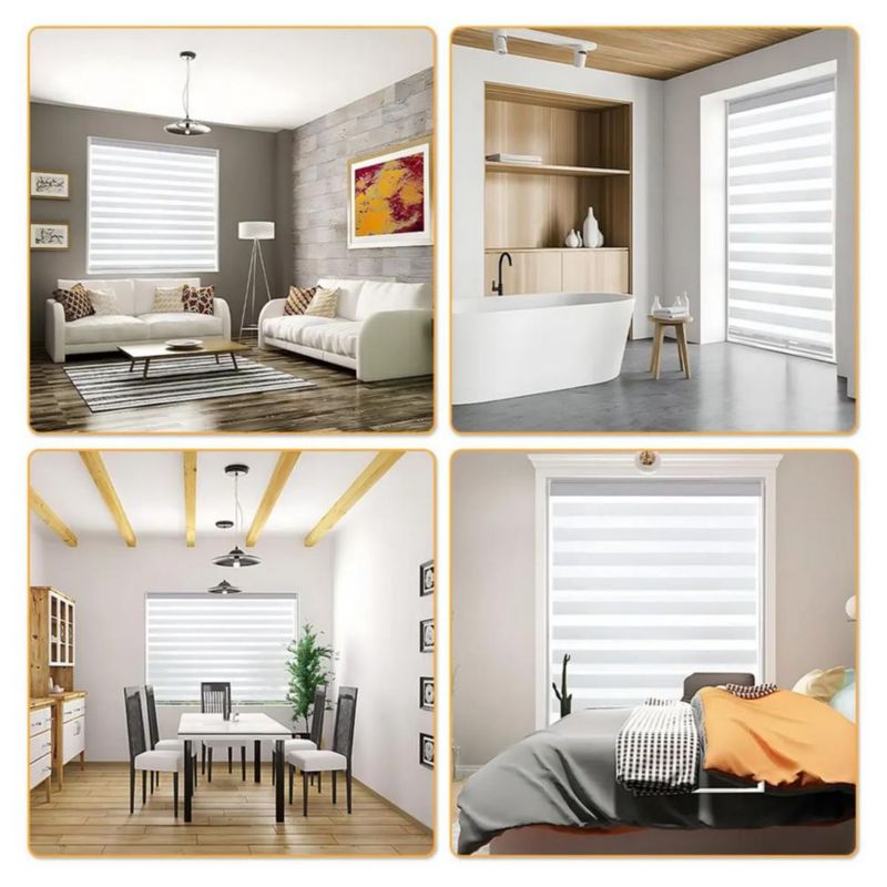 Persiana Enrollable Zebra de Doble Capa, Opaca y Moderna para Sala o Dormitorio Blanco