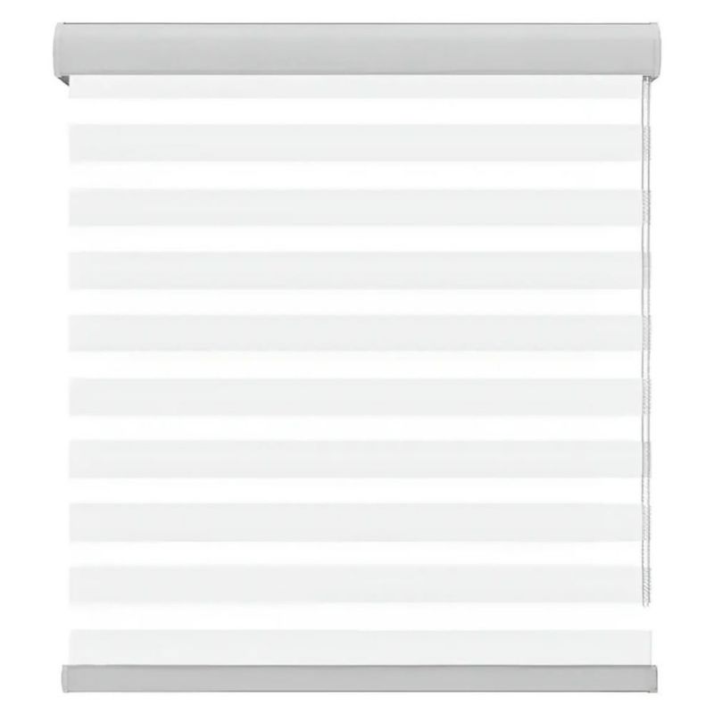 Persiana Enrollable Zebra de Doble Capa, Opaca y Moderna para Sala o Dormitorio Blanco