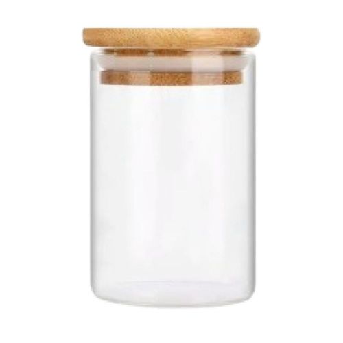 Frascos Organizadores De Cocina Tapa Bambú 12 Piezas  Transparente