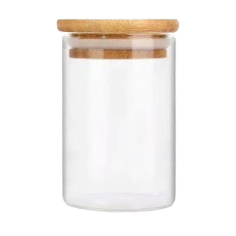 Frascos Organizadores De Cocina Tapa Bambú 12 Piezas  Transparente