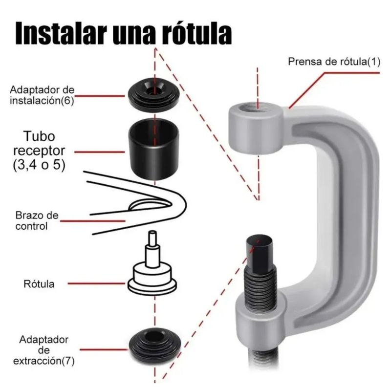 Kit Prensa Instalador Montar Y Desmontar Rótulas 2wd Y 4x4 Rojo/Negro