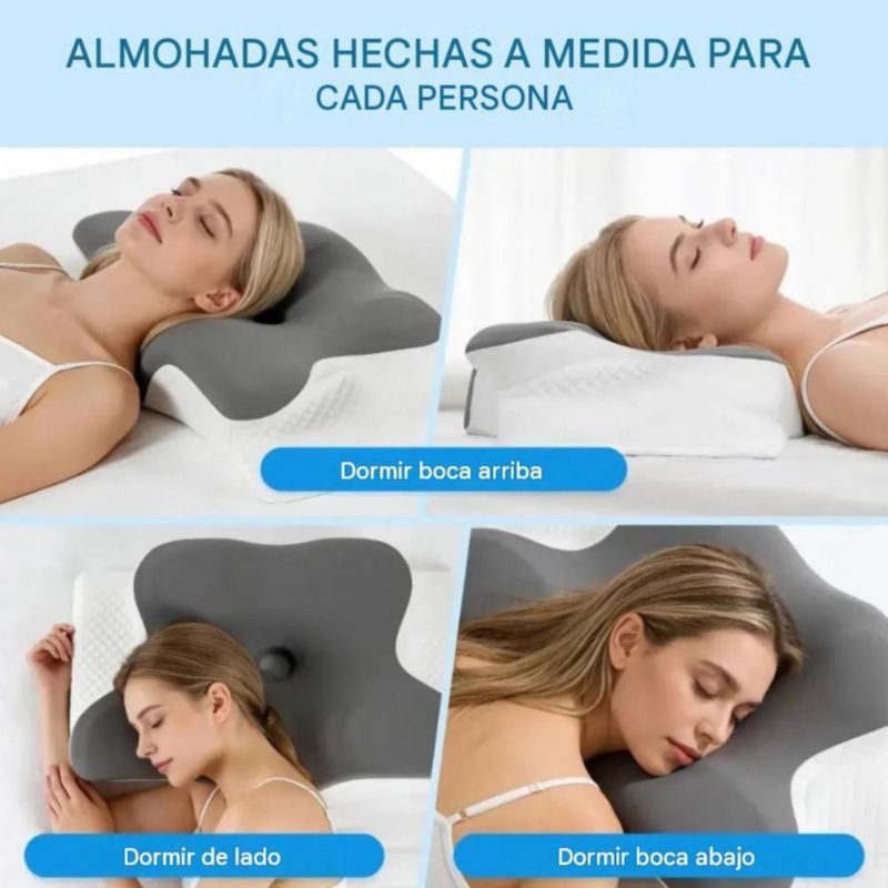 Almohada Ergonómica Memory Foam Ortopédica Cervical Confort Gris