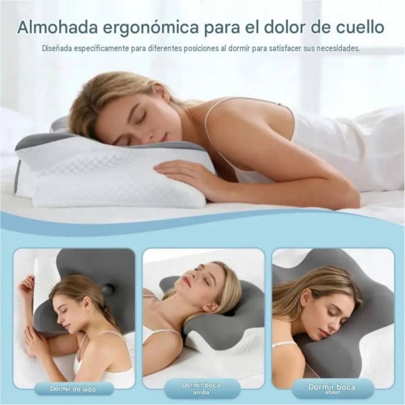 Almohada Ergonómica Memory Foam Ortopédica Cervical Confort Gris