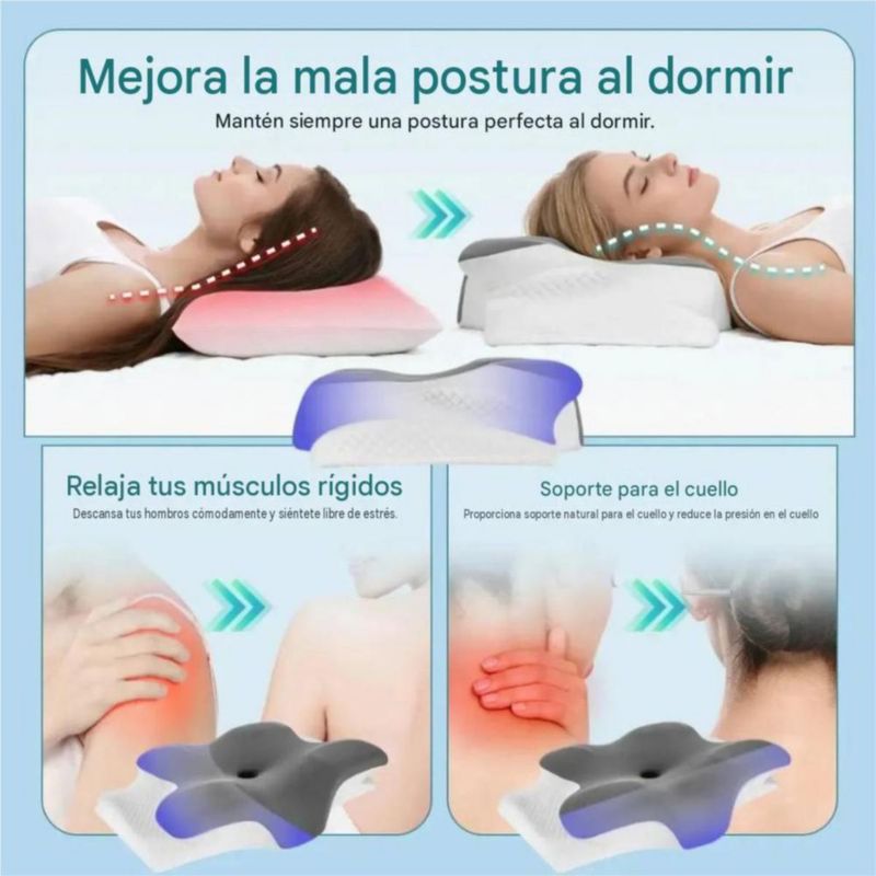 Almohada Ergonómica Memory Foam Ortopédica Cervical Confort Gris