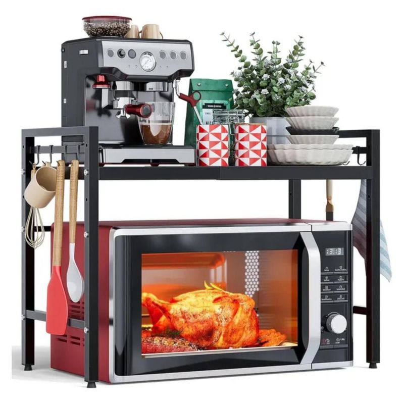 Estante Extensible Para Horno De Microondas De 2 Niveles Negro
