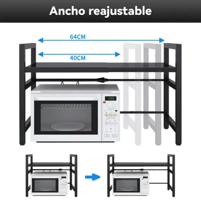 Estante Extensible Para Horno De Microondas De 2 Niveles Negro