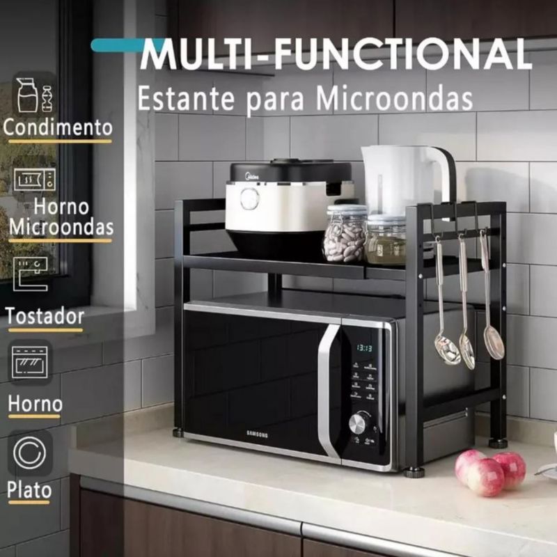 Estante Extensible Para Horno De Microondas De 2 Niveles Negro
