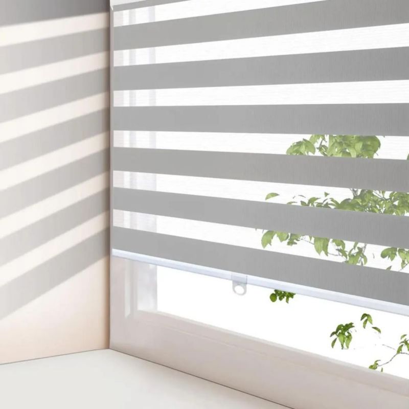 Persiana Enrollable Doble Capa, Opaca y Moderna para Sala o Dormitorio Gris