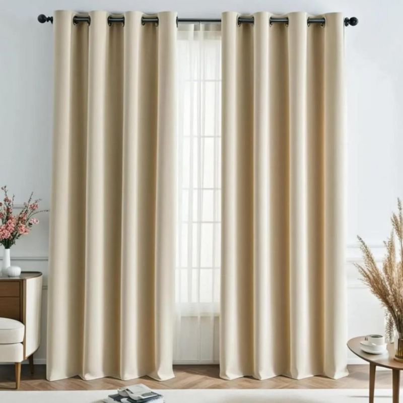 Cortinas Para Ventanas Decorativas De 300x230 Cm 2 Paneles Beige