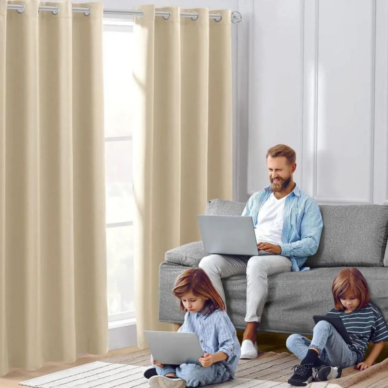 Cortinas Para Ventanas Decorativas De 300x230 Cm 2 Paneles Beige