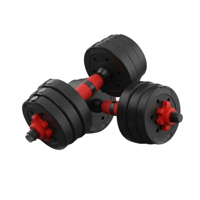 Kit Mancuernas Pesas Barra Recta Ejercicio Ajustables 10kg Negro
