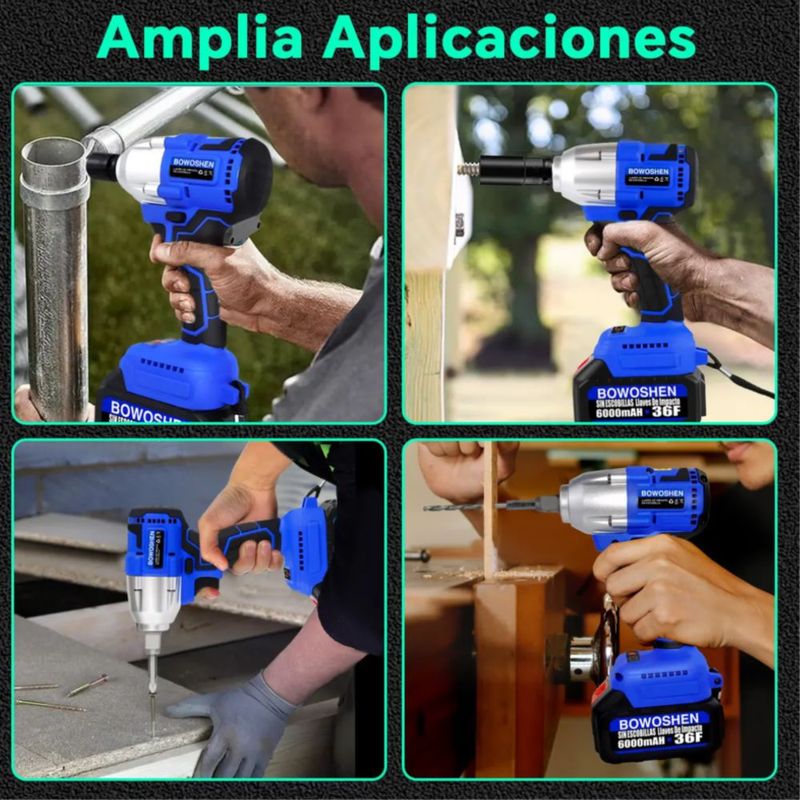 Llave De Impacto 1/2 Inalámbrica Eléctrica Con Batería 420n. Azul