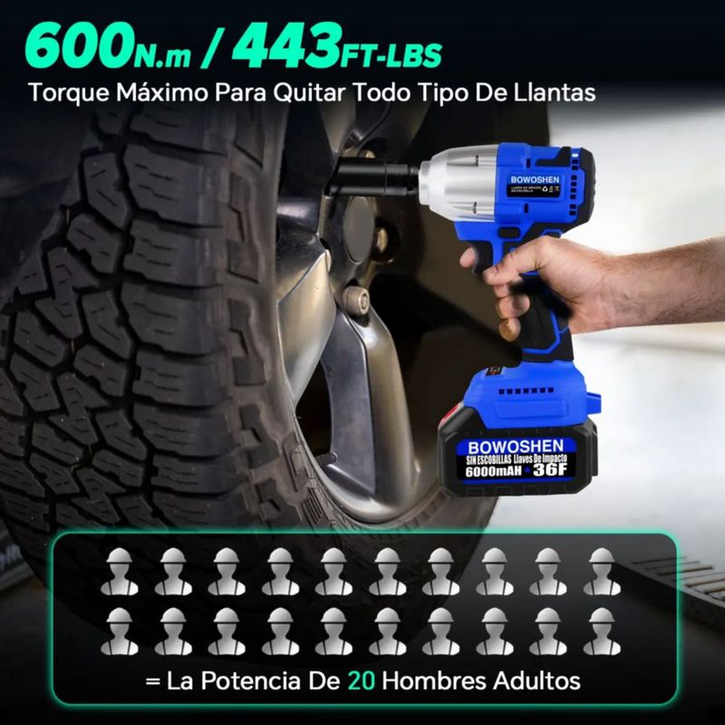 Llave De Impacto 1/2 Inalámbrica Eléctrica Con Batería 420n. Azul