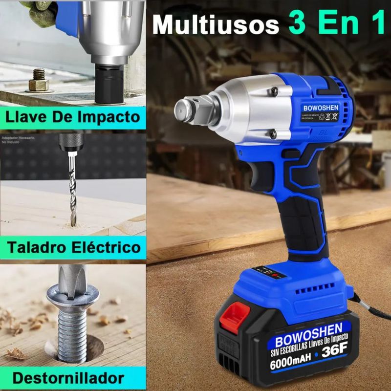 Llave De Impacto 1/2 Inalámbrica Eléctrica Con Batería 420n. Azul