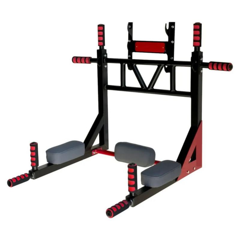 Barra Para Dominadas 8 En 1 Uso Rudo 400kg Negro-Rojo
