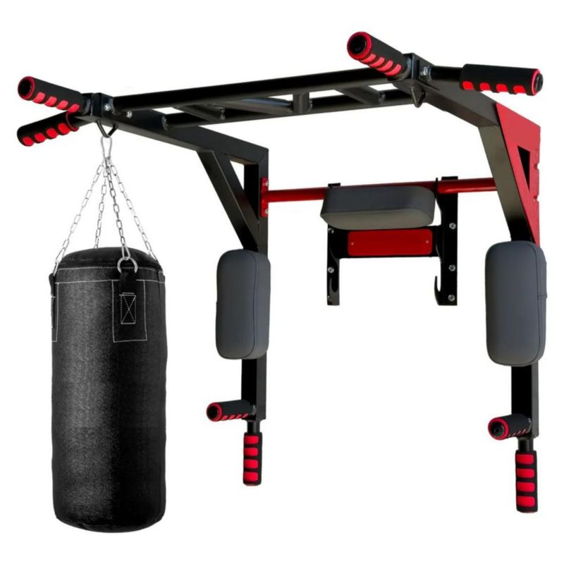 Barra Para Dominadas 8 En 1 Uso Rudo 400kg Negro-Rojo