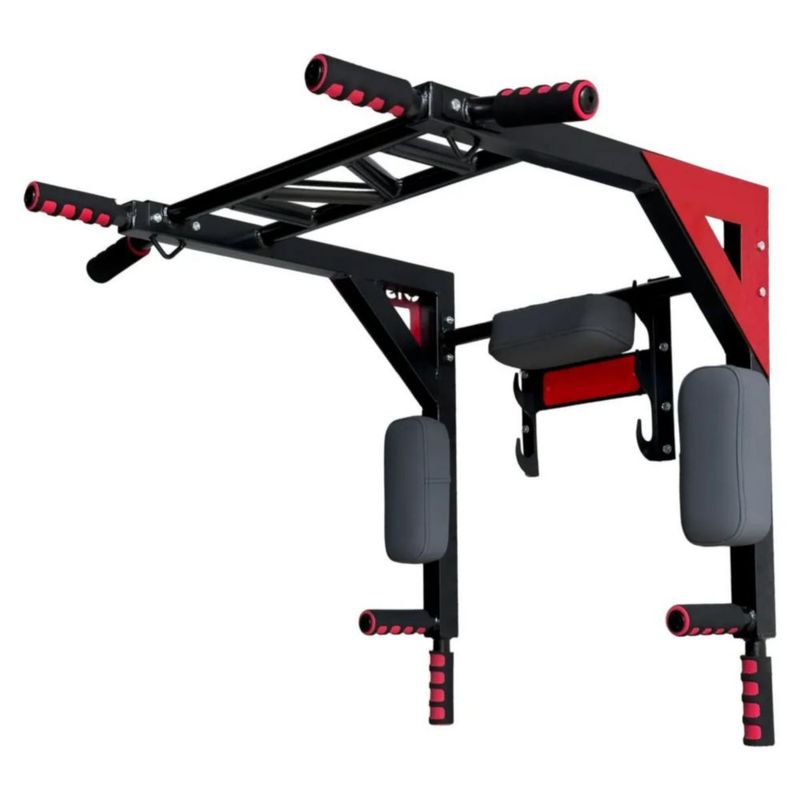 Barra Para Dominadas 8 En 1 Uso Rudo 400kg Negro-Rojo