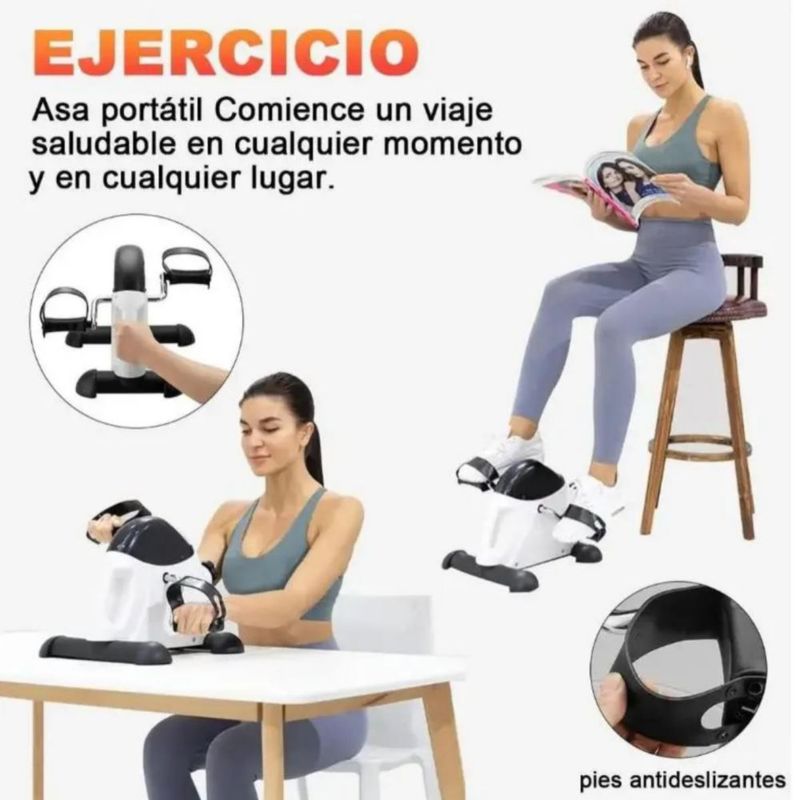 Mini Bicicleta Estática Rehabilitación Entrenamiento Ajustable con Pantalla LED Blanco