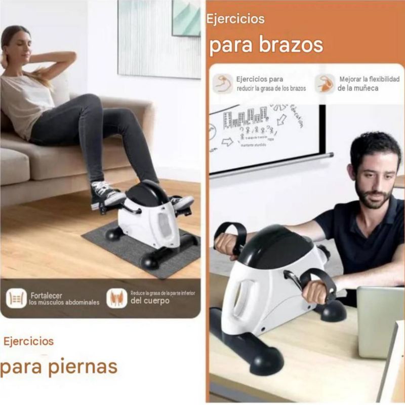 Mini Bicicleta Estática Rehabilitación Entrenamiento Ajustable con Pantalla LED Blanco