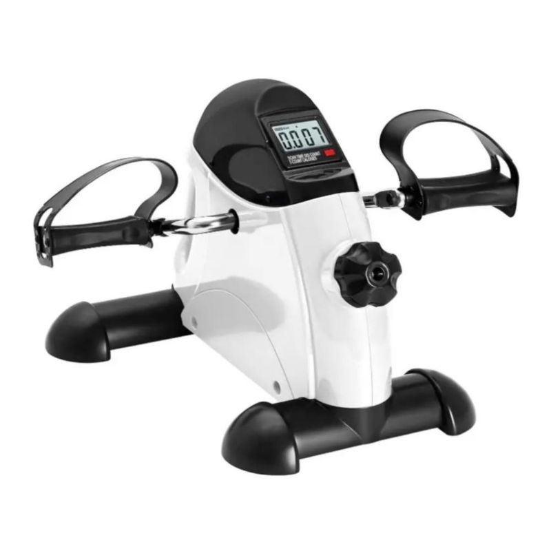 Mini Bicicleta Estática Rehabilitación Entrenamiento Ajustable con Pantalla LED Blanco