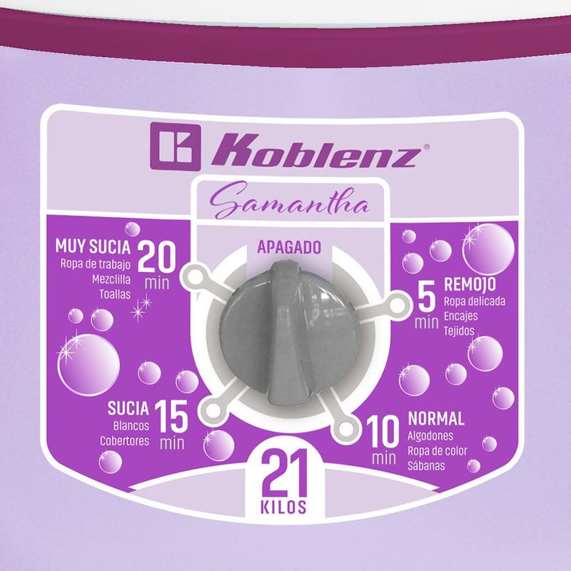 Lavadora Redonda Koblenz LRKF-21L 21Kg Morado con Blanco