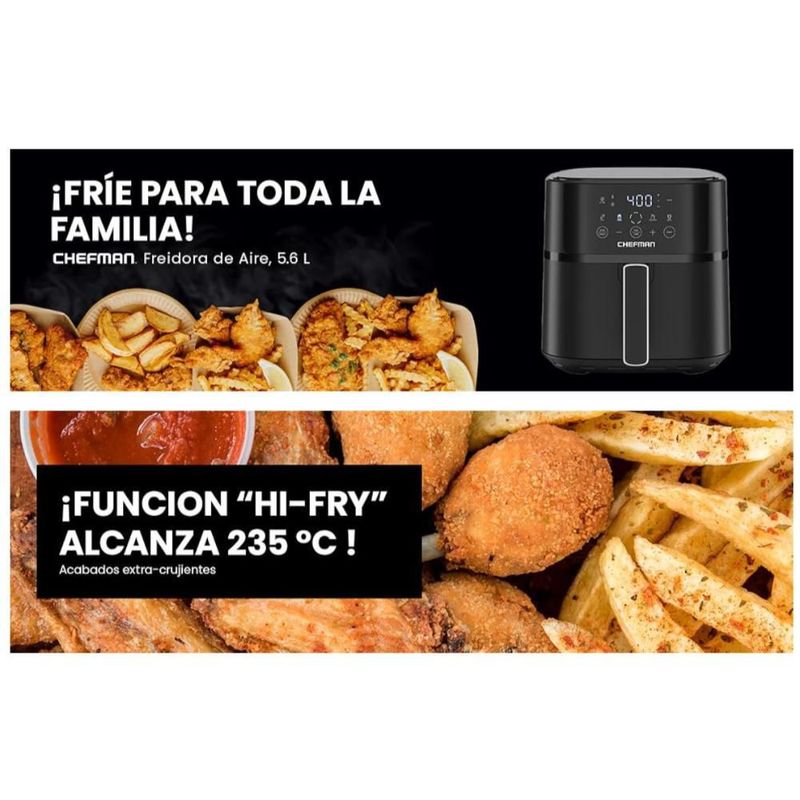 Freidora de Aire Digital Chefman 5.7L Negra