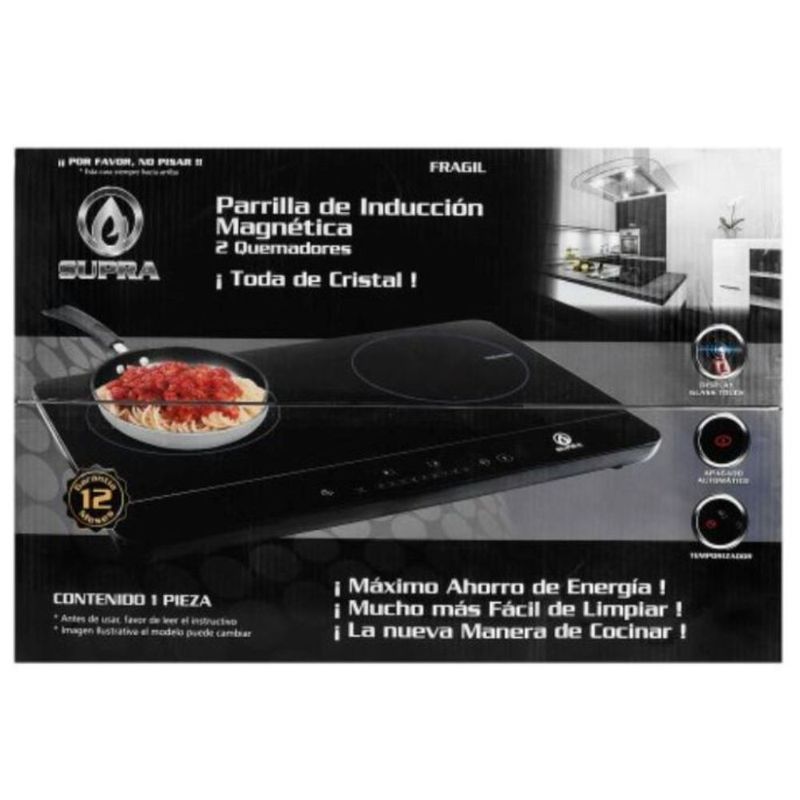 Parrilla Empotrable Eléctrica Supra 2Q-IN Negra