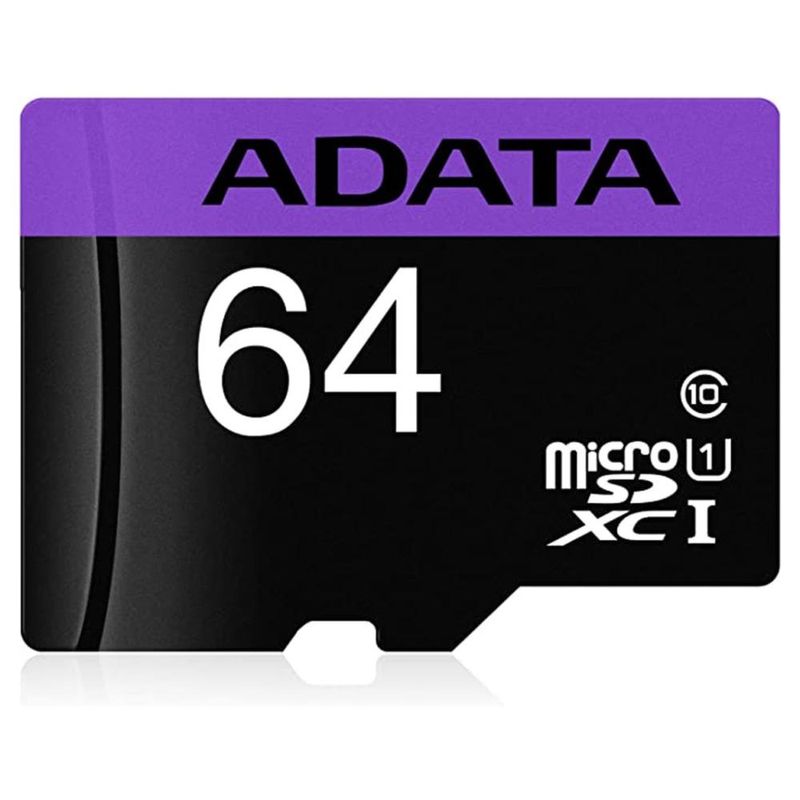 Memoria Micro SD 64 Gb Adata Class10 Con Adaptador SD Negro