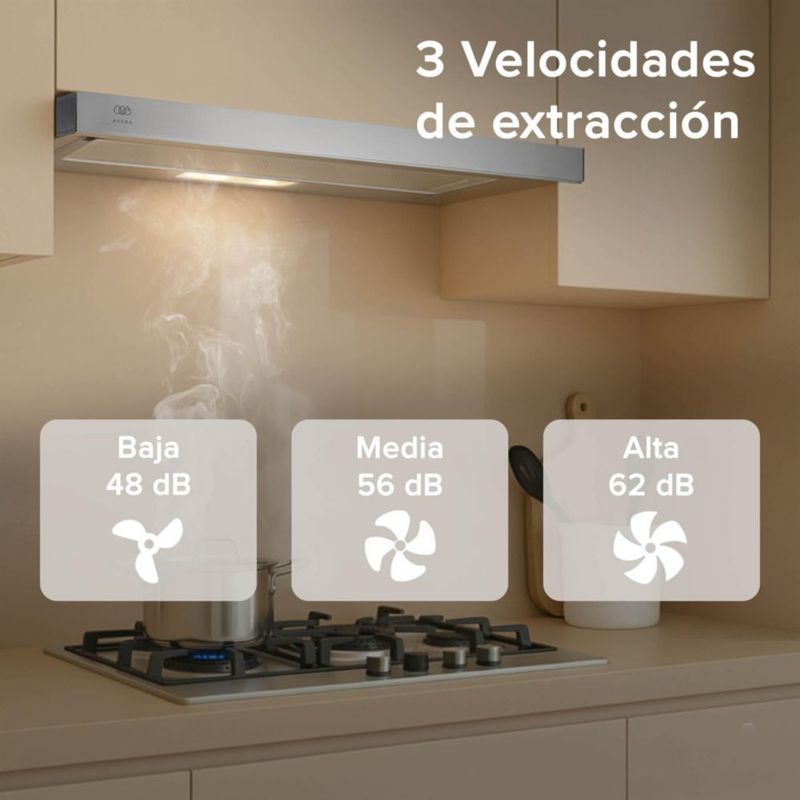 Campana Extractora de Pared 90 cm Deslizable Acero Inox AVERA CED90