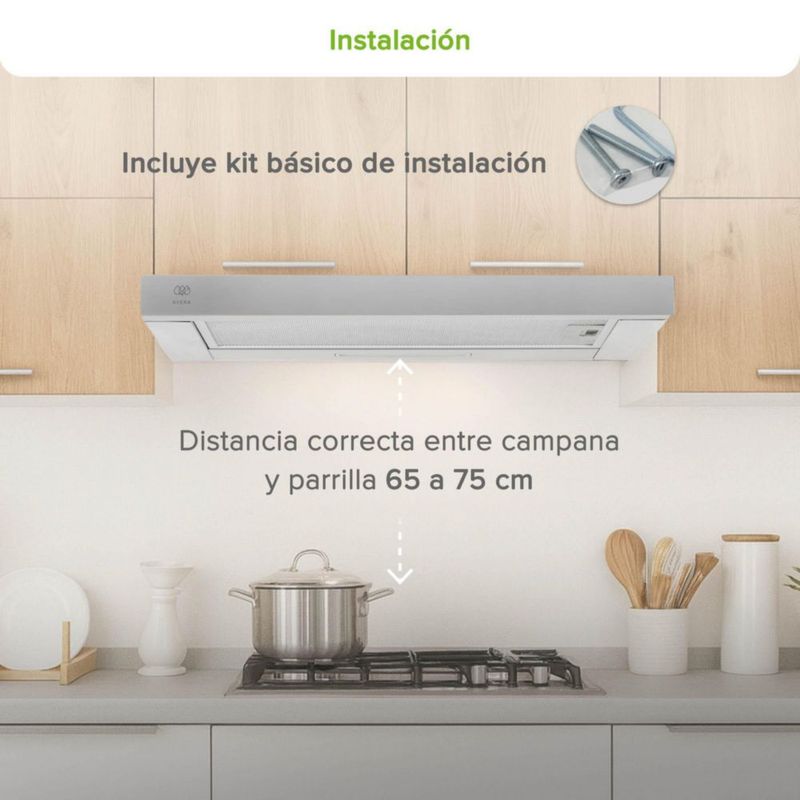 Campana Extractora de Pared 90 cm Deslizable Acero Inox AVERA CED90