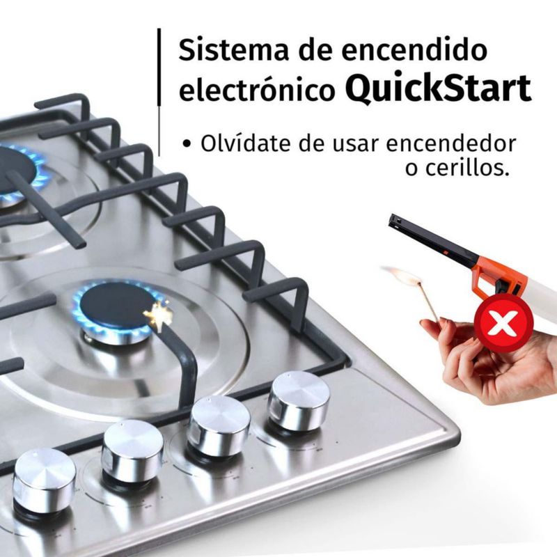 Parrilla a gas de 4 quemadores de 60 cm SOLETTI